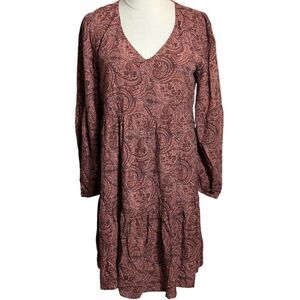 Rachel Ashwell Brown and Deep Red Babydoll Mini Dress